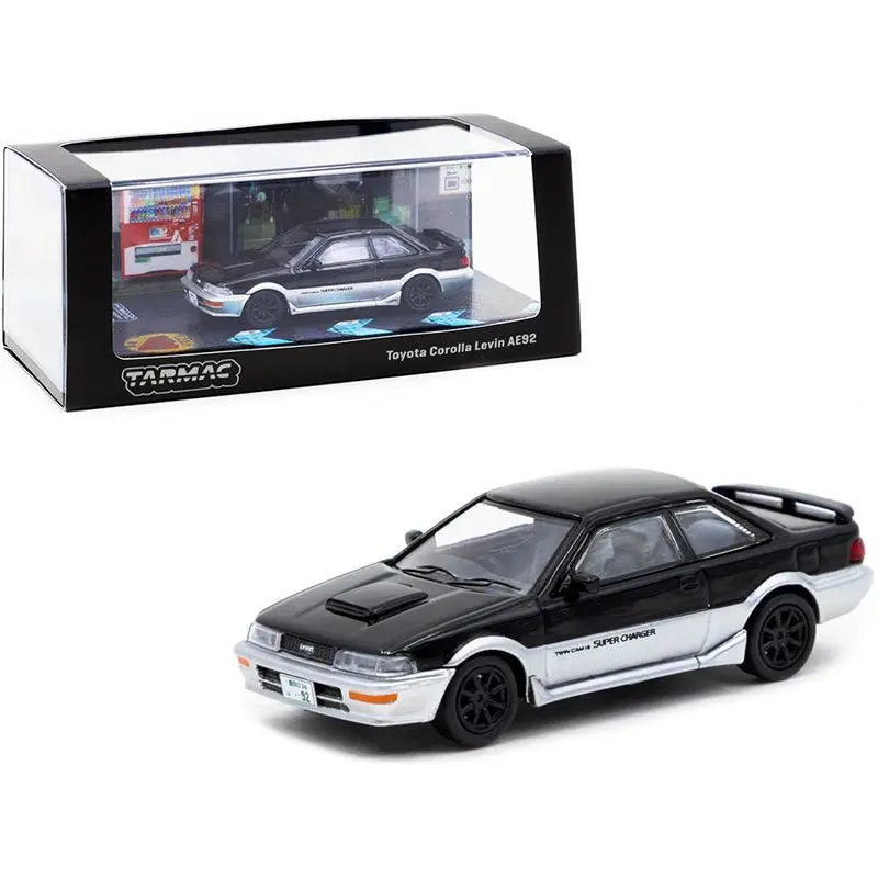 Toyota Corolla Levin AE92 Black and Silver 1/64 Diecast Model Car by Tarmac Works