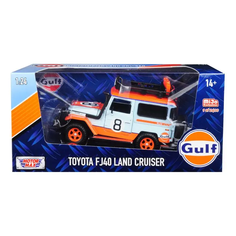 Toyota FJ40 Land Cruiser #8 "Gulf Oil"  White Limited Edition to 2400 pieces Worldwide 1/24 Diecast Model Car by Motormax