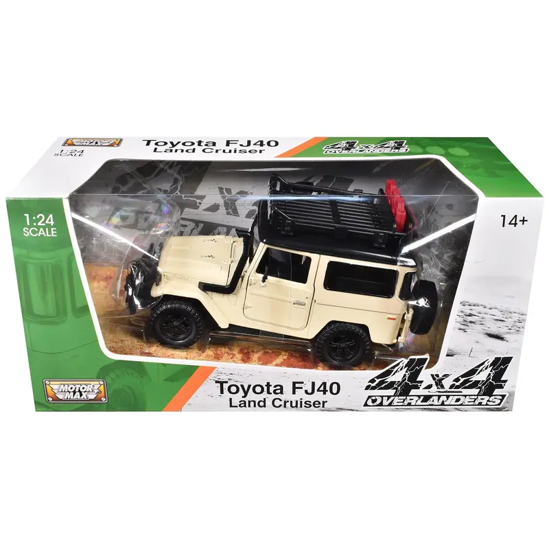 Toyota FJ40 Land Cruiser Beige "4x4 Overlanders" Series 1/24 Diecast Model Car by Motormax