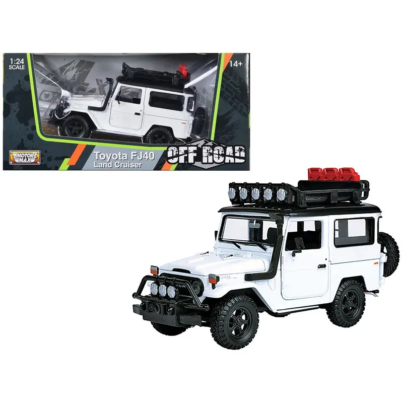 Toyota FJ40 Land Cruiser White "4x4 Overlanders" Series 1/24 Diecast Model Car by Motormax