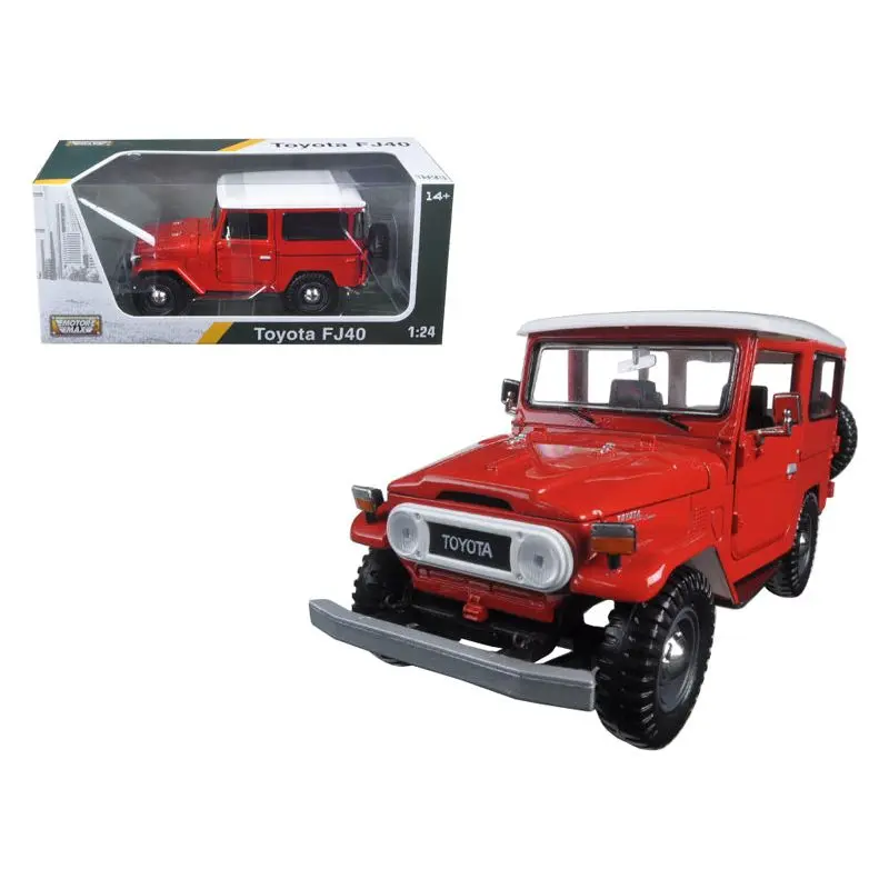 Toyota FJ40 Red with White Top 1/24 Diecast Model Car by Motormax