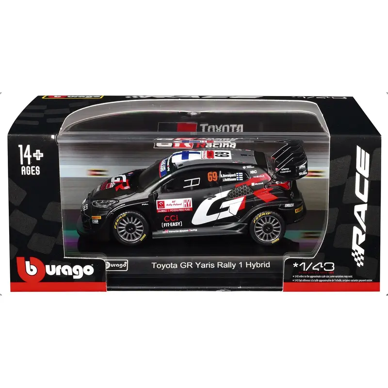 Toyota GR Yaris Rally1 Hybrid #69 Kalle Rovanpera - Jonne Halttunen "Toyota Gazoo Racing WRT" "World Rally Championship" (2024) "Race" Series 1/43 Diecast Model Car by Bburago