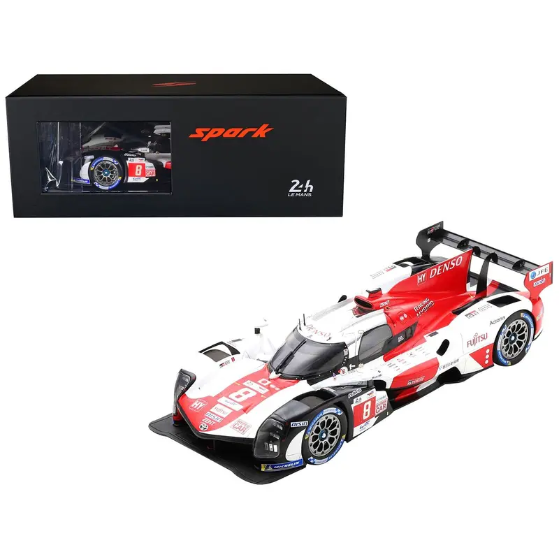 Toyota GR010 Hybrid #8 Sebastien Buemi - Brendon Hartley - Ryo Hirakawa Hypercar Class Winner "24 Hours of Le Mans" (2022) with Acrylic Display Case 1/18 Model Car by Spark
