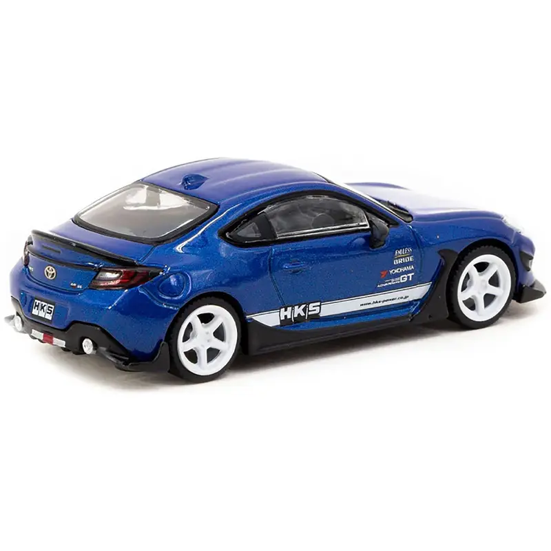 Toyota GR86 RHD (Right Hand Drive) "HKS" Blue Metallic with White Stripes "Global64" Series 1/64 Diecast Model by Tarmac Works