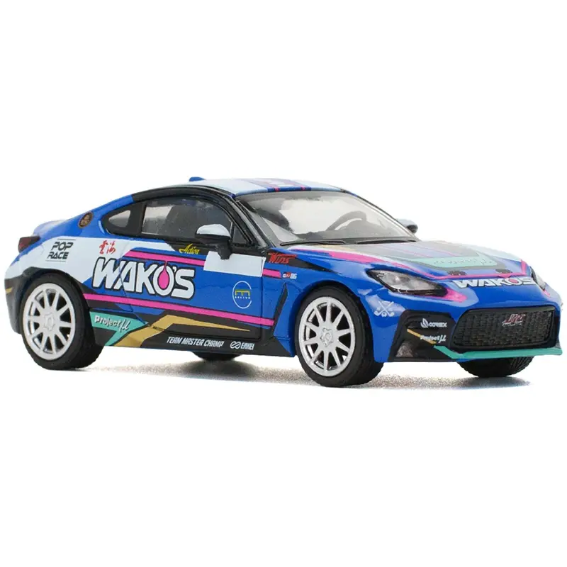 Toyota GR86 "Wako's" Blue with Graphics 1/64 Diecast Model Car by Pop Race