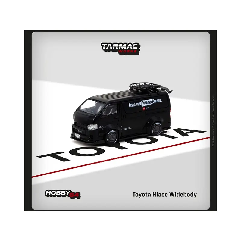 Toyota Hiace Widebody Van RHD (Right Hand Drive) Matt Black with Roof Rack "Drive Your Teenage Dreams" "Hobby64" Series 1/64 Diecast Model Car by Tarmac Works