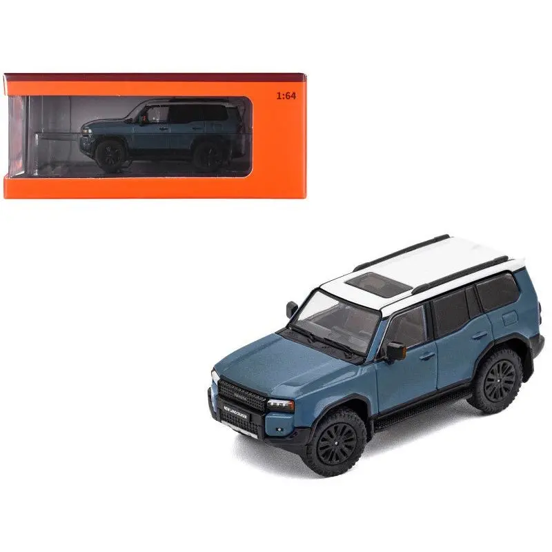 Toyota Land Cruiser Prado 250 Blue with White Top 1/64 Diecast Model Car by GCD