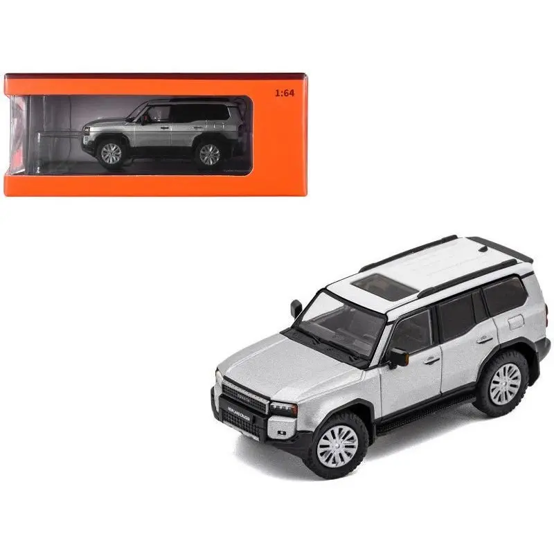 Toyota Land Cruiser Prado 250 Silver Metallic with White Top 1/64 Diecast Model Car by GCD