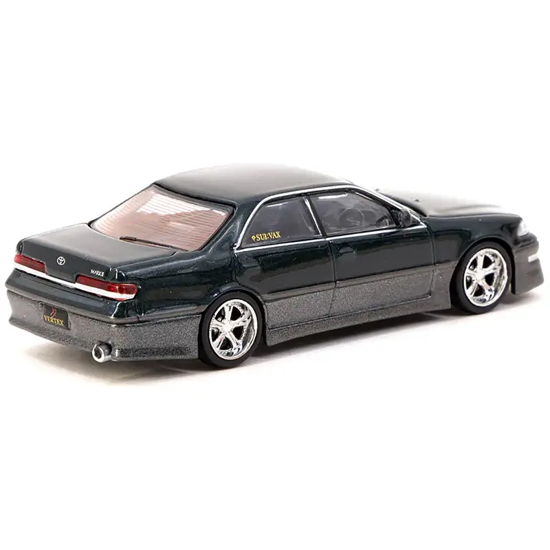 Toyota Mark II JZX100 RHD (Right Hand Drive) Dark Green Metallic "Global64" Series 1/64 Diecast Model Car by Tarmac Works