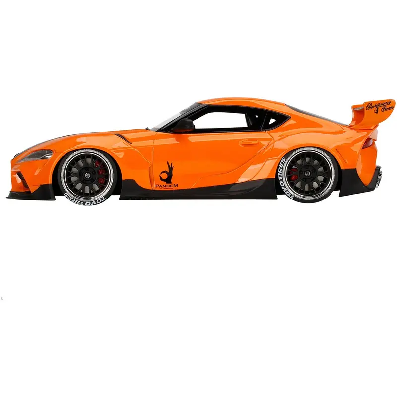 Toyota Pandem GR Supra V1.0 Orange with Black Hood 1/18 Model Car by Top Speed