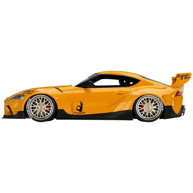 Toyota Pandem GR Supra V1.0 Yellow with Graphics 1/18 Model Car by Top Speed