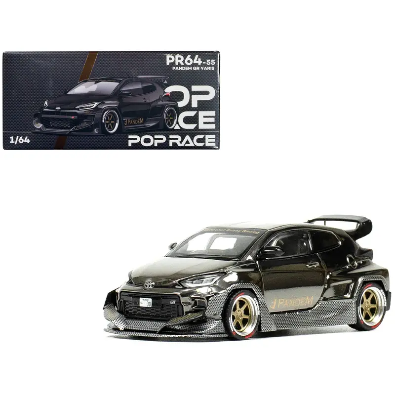 Toyota "Pandem" GR Yaris RHD (Right Hand Drive) Dark Chrome 1/64 Diecast Model Car by Pop Race