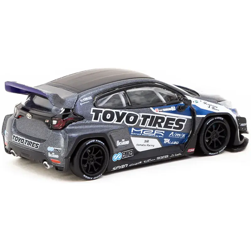 Toyota Pandem GR Yaris RHD (Right Hand Drive) "Toyo Tires" Gray Metallic with Graphics "Hobby64" Series 1/64 Diecast Model Car by Tarmac Works