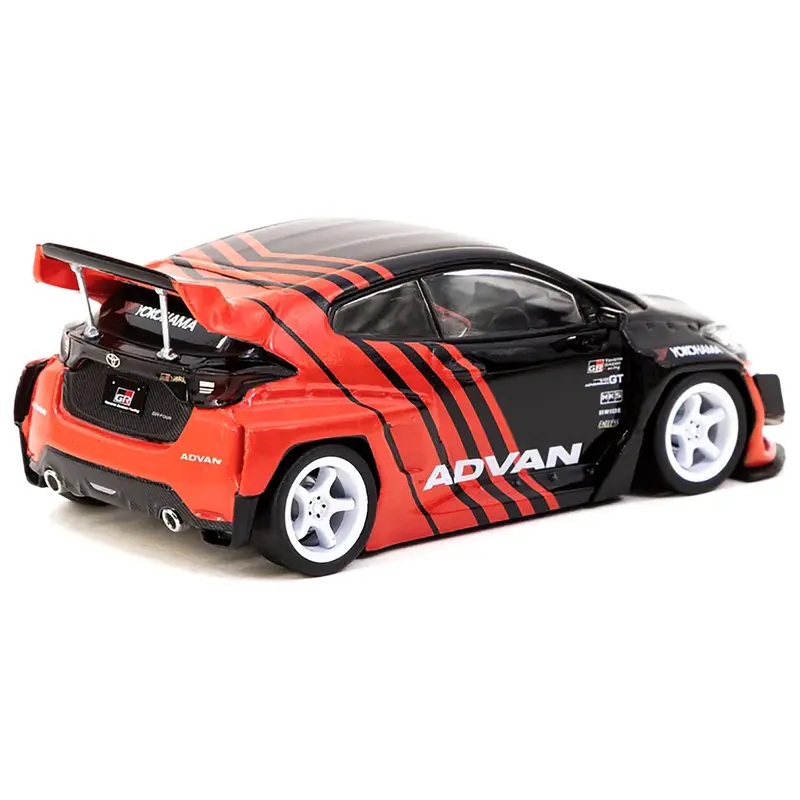 Toyota "Pandem" Yaris RHD (Right Hand Drive) Black and Red "ADVAN" Livery "Hobby43" Series 1/43 Diecast Model Car by Tarmac Works