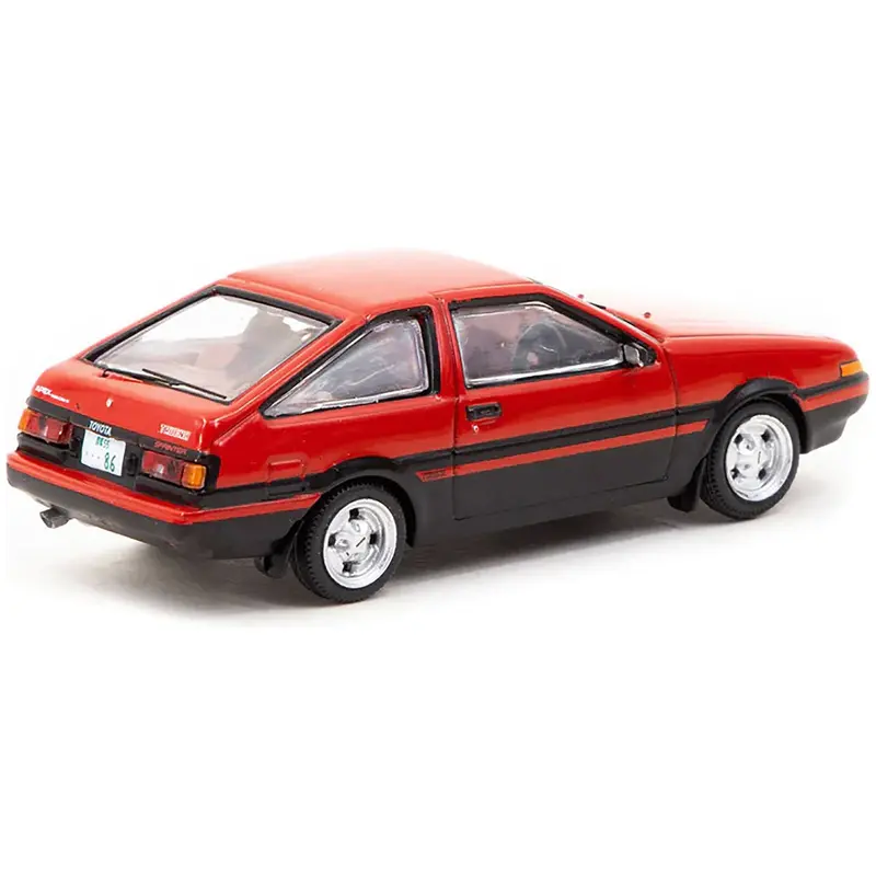 Toyota Sprinter Trueno (AE86) RHD (Right Hand Drive) Red and Black with Red Interior "J Collection" Series 1/64 Diecast Model by Tarmac Works