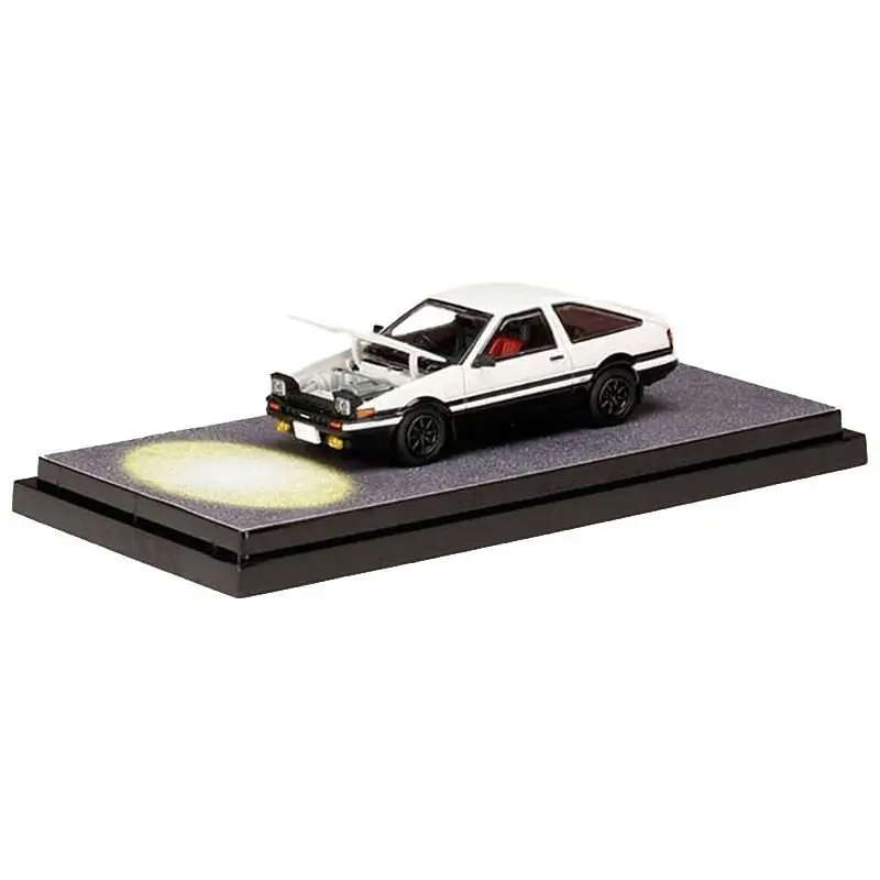 Toyota Sprinter Trueno (AE86) RHD (Right Hand Drive) White and Black "Engine Mounted Model VS Wataru Akiyama" "Initial D" (1995-2013) Manga 1/64 Diecast Model Car by Hobby Japan