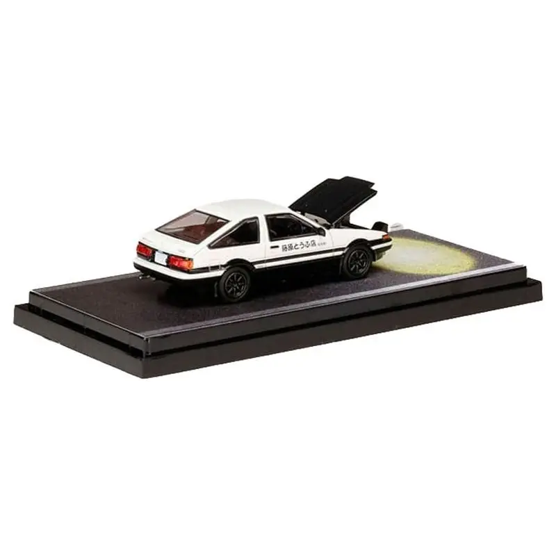 Toyota Sprinter Trueno (AE86) RHD (Right Hand Drive) White and Black with Carbon Hood "Engine Mounted Model VS Tomoyuki Tachi" "Initial D" (1995-2013) Manga 1/64 Diecast Model Car by Hobby Japan
