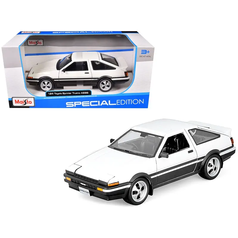 Toyota Sprinter Trueno AE86 RHD (Right Hand Drive) White with Black Stripes "Special Edition" Series 1/24 Diecast Model Car by Maisto