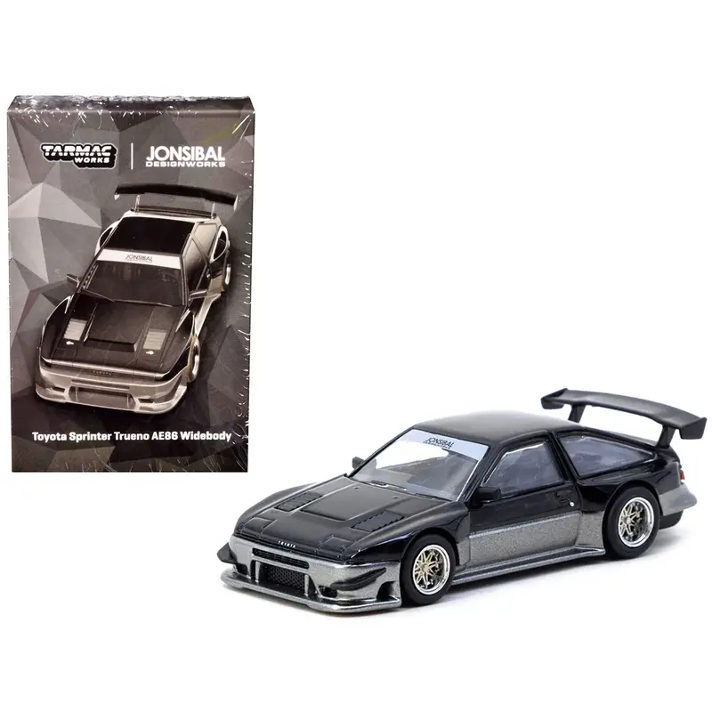 Toyota Sprinter Trueno AE86 Widebody RHD (Right Hand Drive) "Jonsibal Designworks" Black and Gray Metallic "Global64" Series 1/64 Diecast Model by Tarmac Works