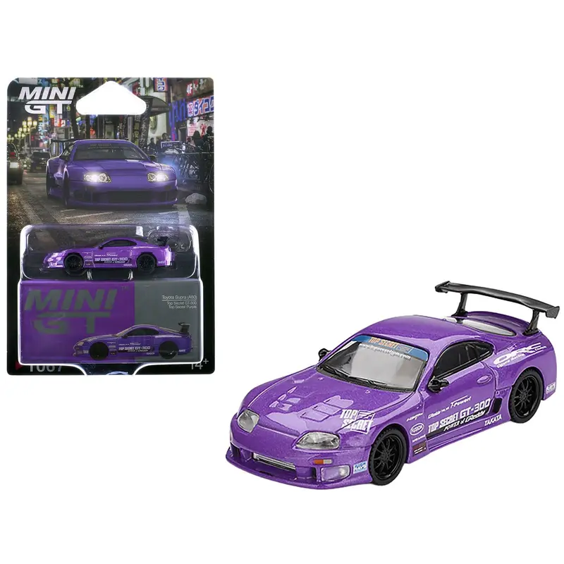 Toyota Supra (A80) "Top Secret GT-300" Top Secret Purple Metallic with Graphics Limited Edition 1/64 Diecast Model Car by Mini GT