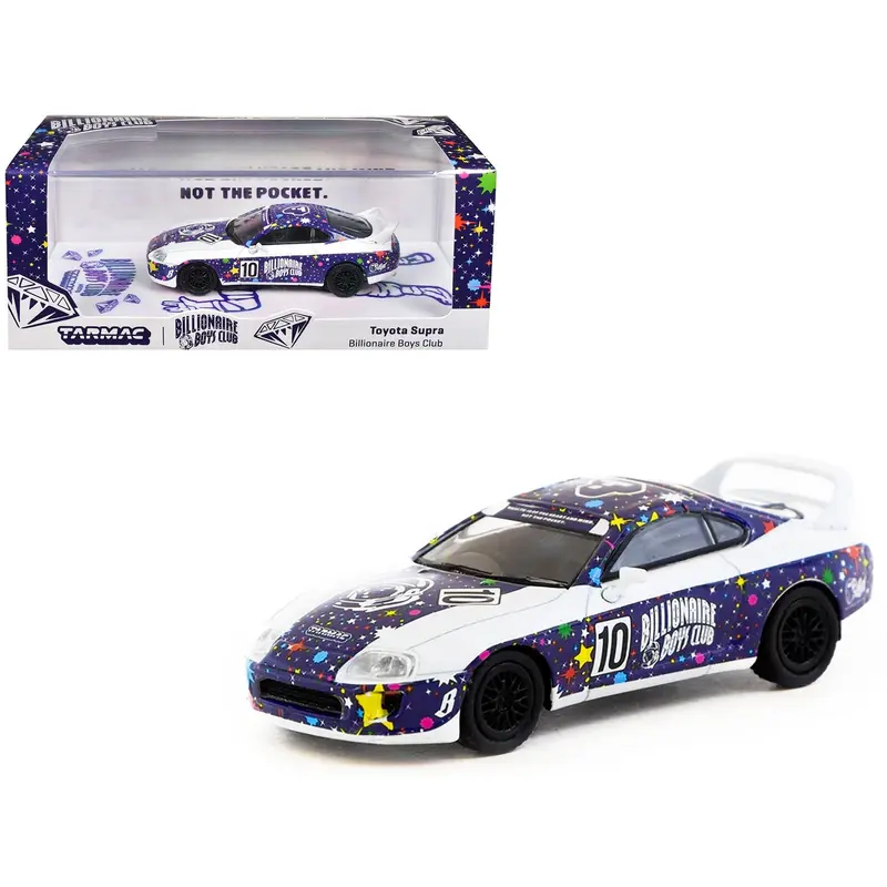 Toyota Supra RHD (Right Hand Drive) #10 "Billionaire Boys Club" Purple and White with Graphics "Hobby64" Series 1/64 Diecast Model Car by Tarmac Works