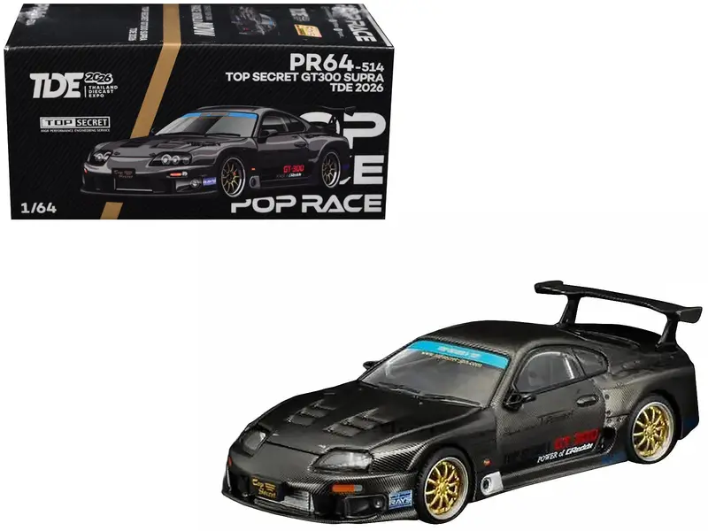 Toyota Supra "Top Secret" GT300 RHD (Right Hand Drive) Black Carbon "Thailand Diecast Expo 2026" 1/64 Diecast Model Car by Pop Race