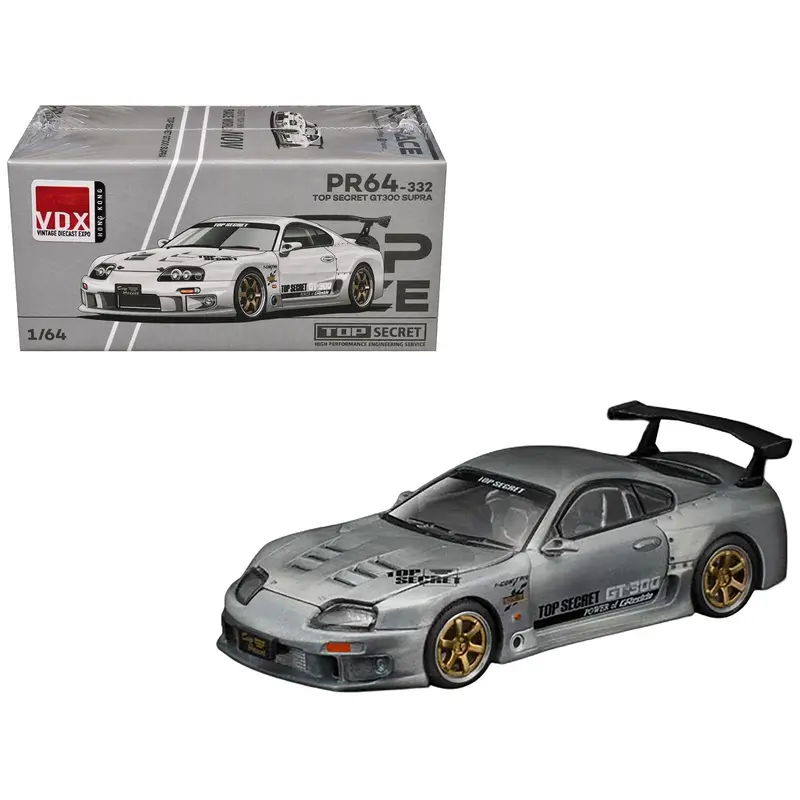 Toyota Supra "Top Secret" GT300 RHD (Right Hand Drive) Raw Metal "Vintage Diecast Expo Hong Kong 2025" 1/64 Diecast Model Car by Pop Race