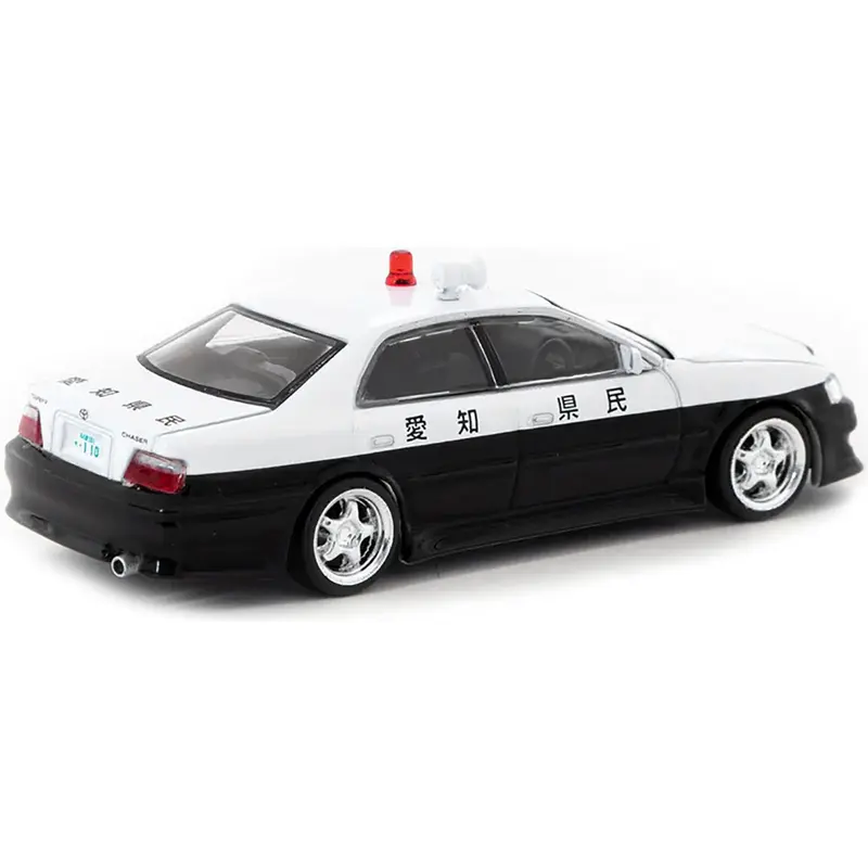 Toyota Vertex Chaser JZX100 RHD (Right Hand Drive) Japanese Police Black and White "Global64" Series 1/64 Diecast Model Car by Tarmac Works