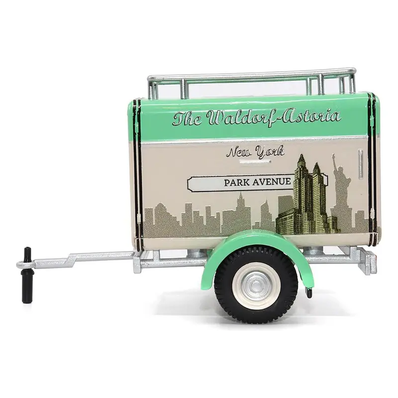 Travel Trailer Beige with Light Green Top "The Waldorf-Astoria Luggage Service New York - Park Avenue" 1/24 Diecast Model Car by Motor City Classics