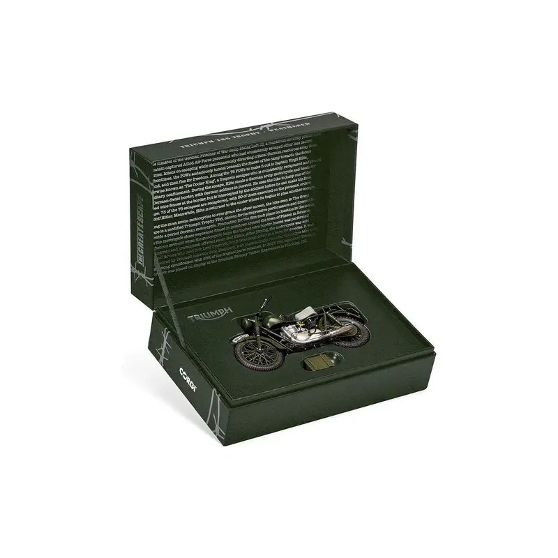 Triumph TR6 Trophy Motorcycle Dark Green (Weathered) "The Great Escape" (1963) Movie Diecast Model by Corgi