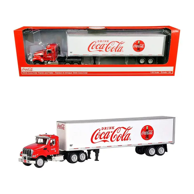 Truck Tractor with 53' Trailer "Drink Coca-Cola" Red and White 1/50 Diecast Model by Motorcity Classics