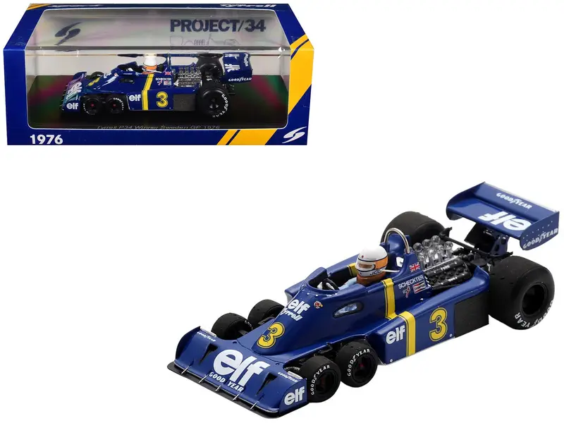 Tyrrell P34 #3 Jody Scheckter Winner Formula One F1 "Swedish GP" (1976) with Driver 1/43 Model Car by Spark