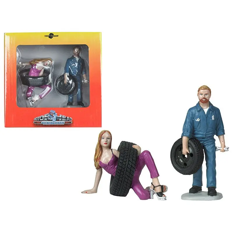 Val and Gary Tire Brigade 2 piece Figurine Set 1/18 by Motorhead Miniatures
