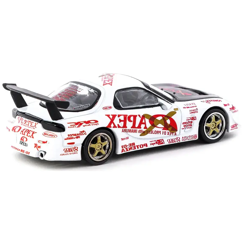 Vertex RX-7 FD3S White with Graphics RHD (Right Hand Drive) "A'Pex D1 Project" "Global64" Series 1/64 Diecast Model Car by Tarmac Works