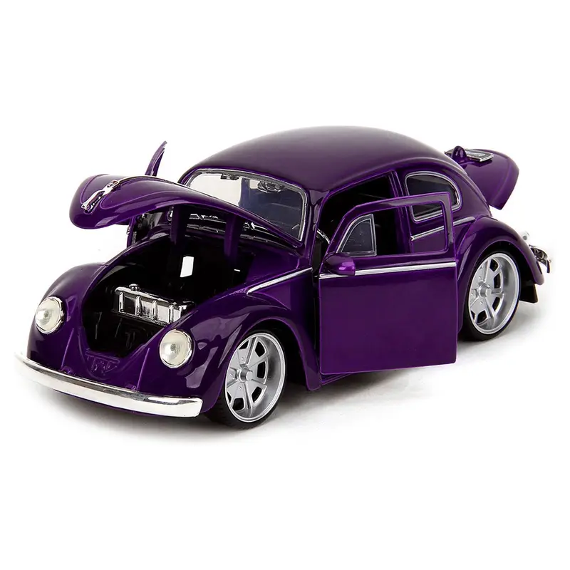 Volkswagen Beetle Purple Metallic and Wednesday Addams Diecast Figure "Wednesday" (2022) TV Series "Hollywood Rides" Series 1/24 Diecast Model Car by Jada