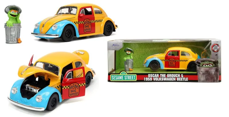 VOLKSWAGEN BEETLE WITH "OSCAR THE GROUCH" 1959 YELLOW/RED 1