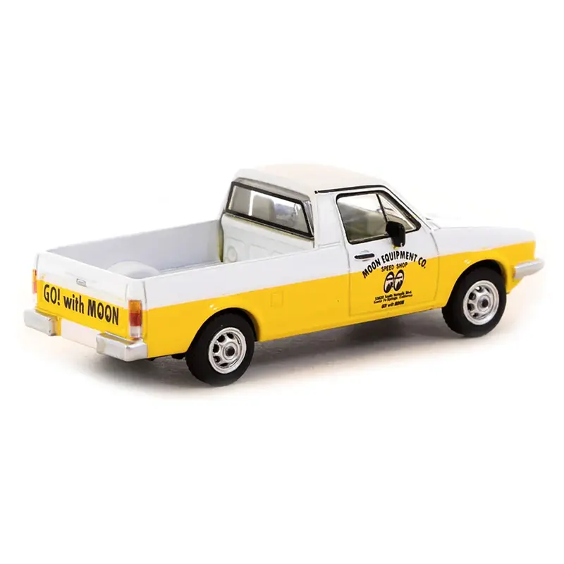 Volkswagen Caddy Pickup Truck White and Yellow "Moon Equipment Co. - Mooneyes" "Collab64" Series 1/64 Diecast Model Car by Schuco & Tarmac Works