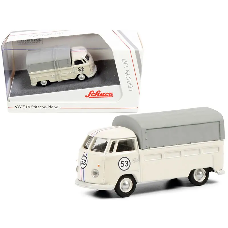Volkswagen T1b Pritsche Plane Pickup Truck with Canopy #53 Cream 1/87 (HO) Diecast Model by Schuco