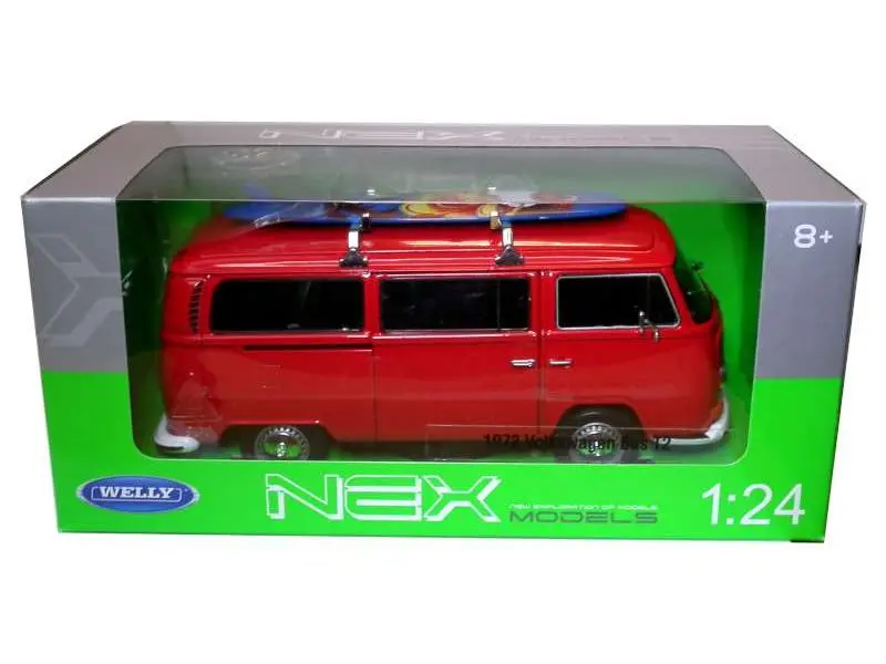 Volkswagen T2 Bus 1972 c/w Surf Board Red 1