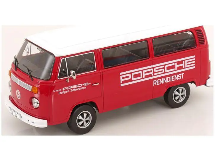 Volkswagen T2b Bus 1972 Red/White Porsche Renndienst w/Fuchs Rims 1