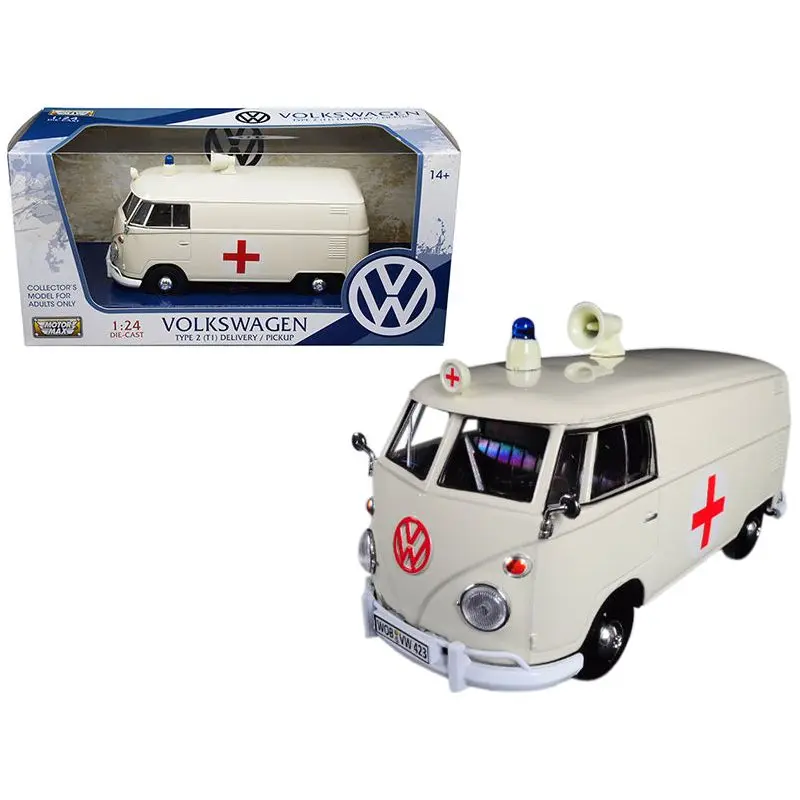 Volkswagen Type 2 (T1) Ambulance Cream 1/24 Diecast Model by Motormax