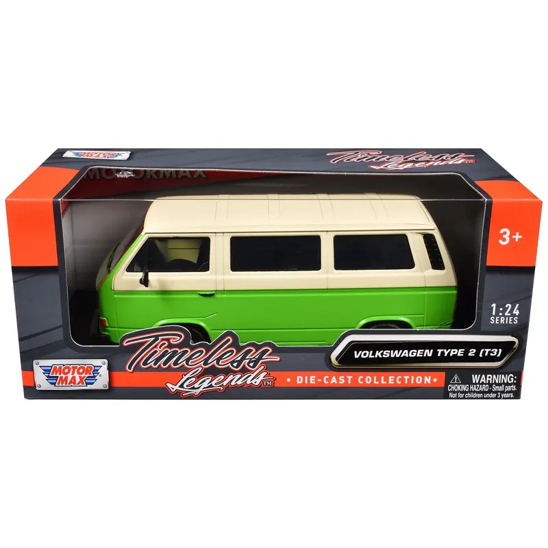 Volkswagen Type 2 (T3) Van Green and Beige "Timeless Legends" Series 1/24 Diecast Model Car by Motormax