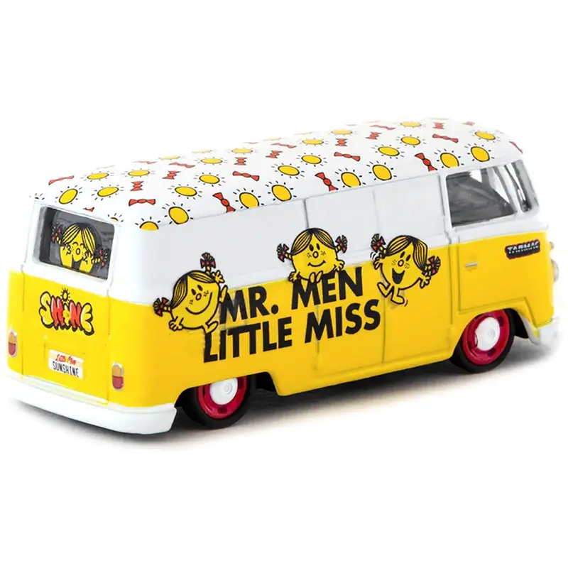 Volkswagen Type II (T1) Panel Van "Little Miss Sunshine" Yellow and White "Mr. Men & Little Miss" "Collab64" Series 1/64 Diecast Model Car by Schuco & Tarmac Works