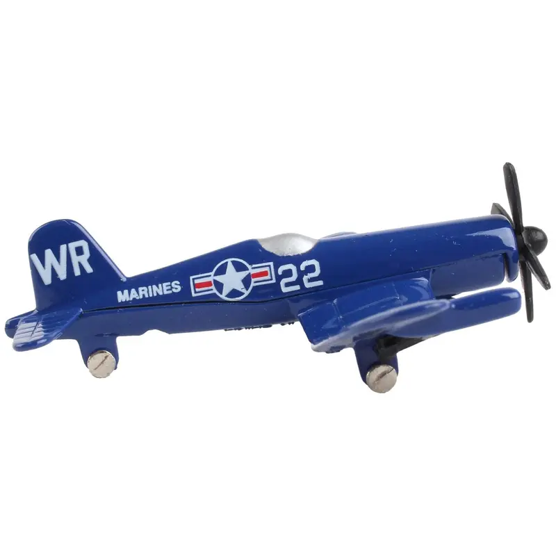 Vought F4U Corsair Fighter Aircraft Blue "United States Marine Corps" with Runway Section Diecast Model Airplane by Runway24