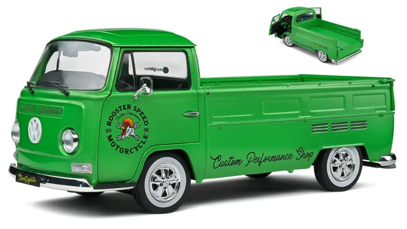 VW T2 PICK UP ROOSTER SPEED MOTORCYCLE CUSTOM 1968 GREEN 1