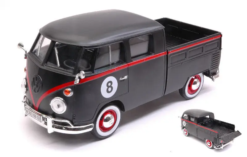 VW TYPE 2 (T1) DOUBLE CAB PICK UP N.8 MATT BLACK/RED 1
