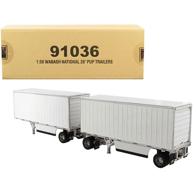 Wabash National 28' Double Pup Trailers White "Transport Series" 1/50 Diecast Model by Diecast Masters