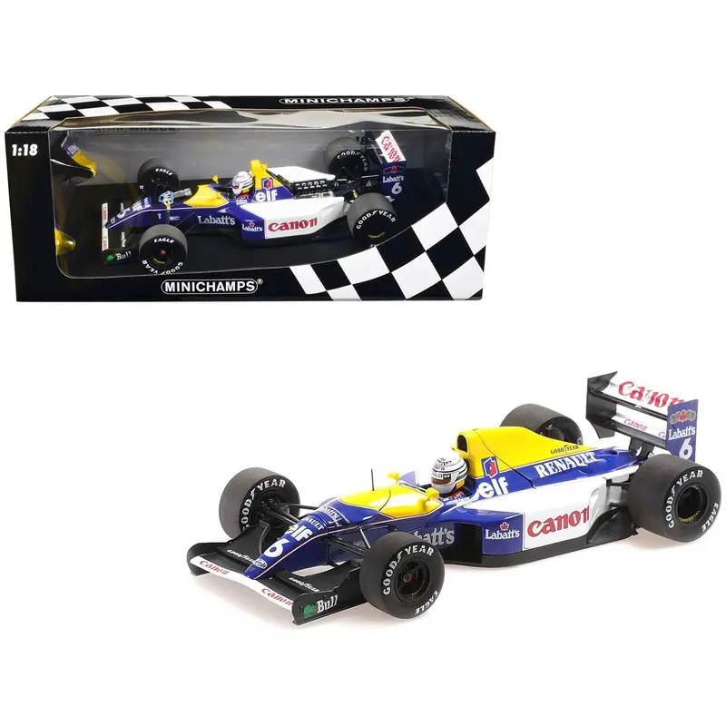 Williams Renault FW14B #6 Riccardo Patrese "Canon" F1 Formula One World Championship (1992) with Driver Limited Edition to 200 pieces Worldwide 1/18 Diecast Model Car by Minichamps