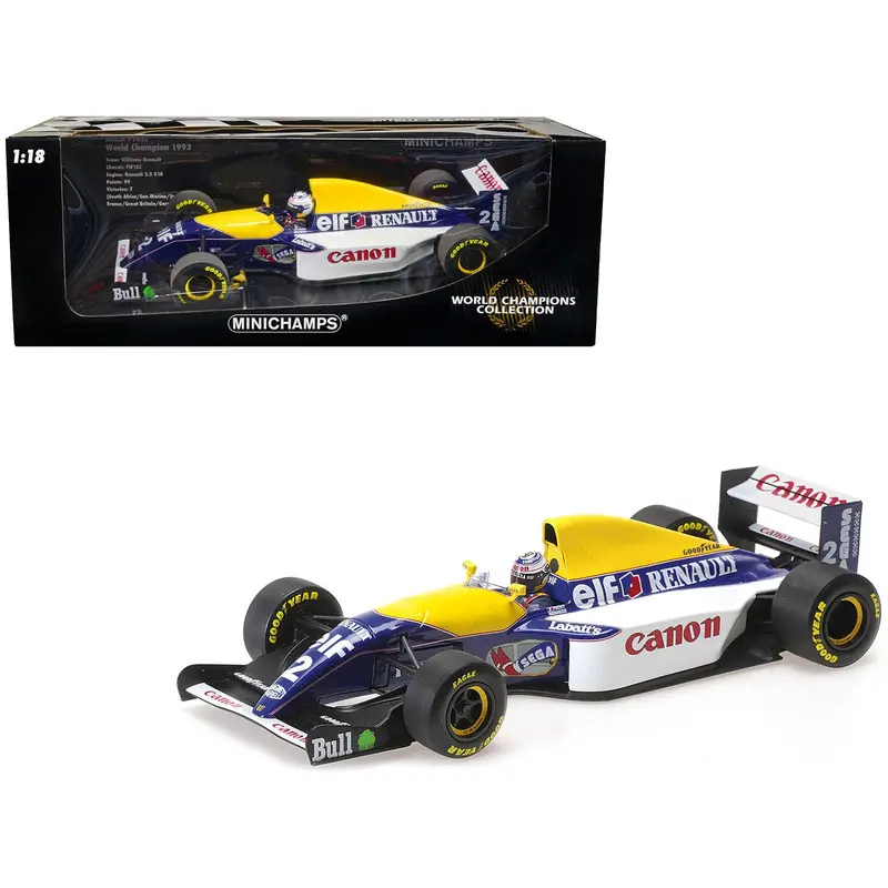 Williams Renault FW15C #2 Alain Prost "Canon" Winner F1 Formula One World Championship (1993) with Driver Limited Edition 1/18 Diecast Model Car by Minichamps