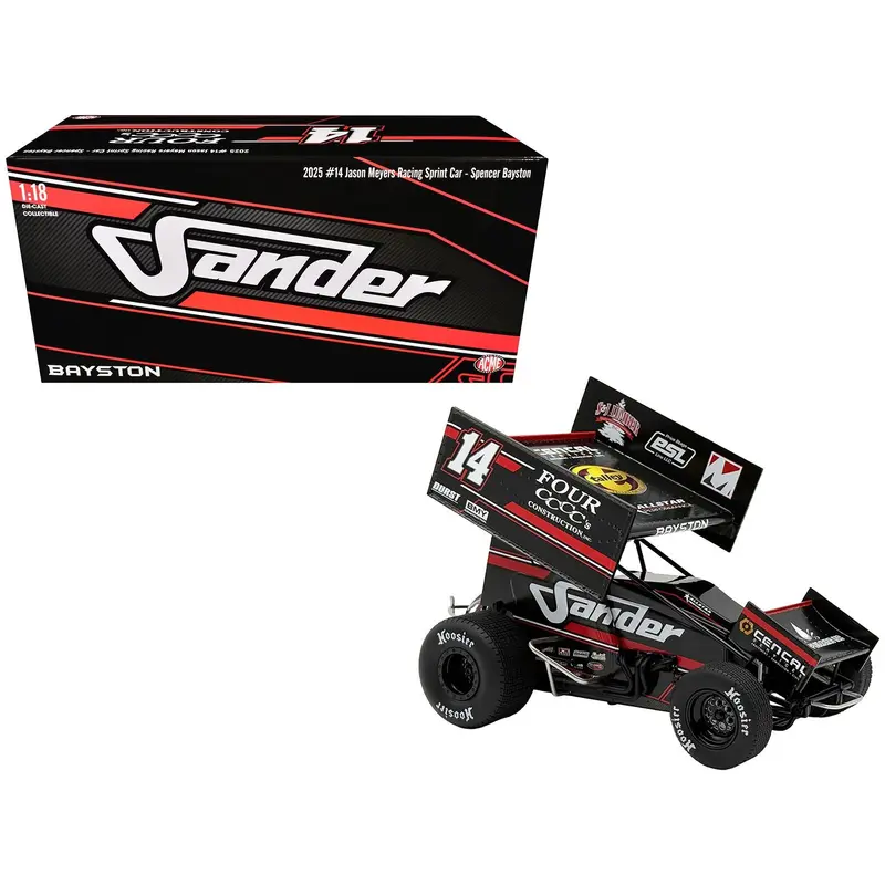 Winged Sprint Car #14 Spencer Bayston "Four CCCC's Construction - Sander" Jason Meyers Racing (2025) 1/18 Diecast Model Car by ACME